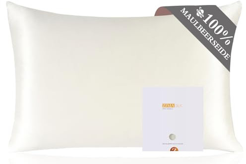 ZIMASILK - Federa cuscino, 100% seta, delicata sui capelli e sulla pelle Federa double-face per cuscino, 19 momme, in pura seta di gelso, con cerniera, 1 pezzo (40 x 60 cm, bianco avorio)
