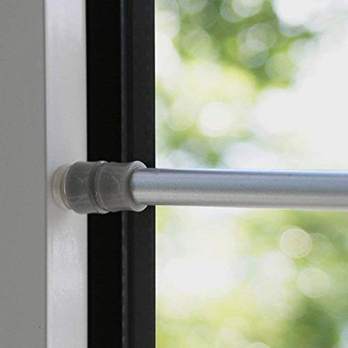 Klemmstange FLEX ausdrehbar/ausziehbar TELESKOP mit Saugknopf zum klemmen - ohne zu schrauben und bohren für Fenster und Türen (silber, 140-160 cm)