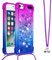 Handykette Handyhülle für iPod Touch 5 / 6 / 7 Hülle,Glitzer Quicksand kreatives Fließende Flüssigkeit schwimmt Silikon Case mit Umhängeband Handykordel Band Kette für iPod Touch 5,YB GS Purple Blue