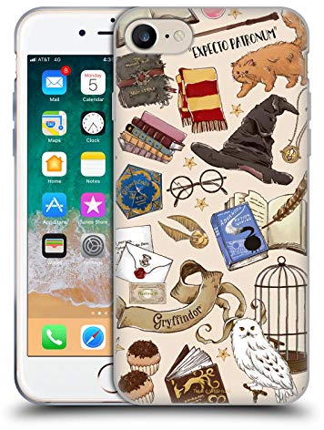 Head Case Designs Offizielle Harry Potter Hogwarts Muster Deathly Hallows XXXVII Soft Gel Handyhülle Hülle kompatibel mit Apple iPhone 7/8 / SE 2020 & 2022