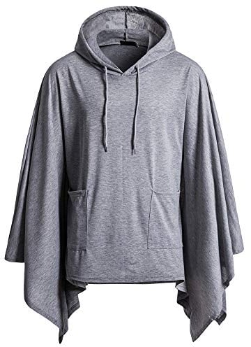 PRJN Herren Hoodie Umhang Jacke lässig einfarbig Tasche Pullover Herren Rundhalsumhang Umhang Kapuze einfarbig Pullover Nähte Windjacke unregelmäßige Ärmel Rundhals Kordelzug mit Top