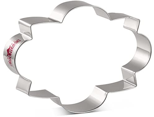 LILIAO Fancy Plaque Cookie Cutter Frame Sandwich Fondant Biscuit Cutter - 4.8 x 3.5 inches - Stainless Steel - by Janka