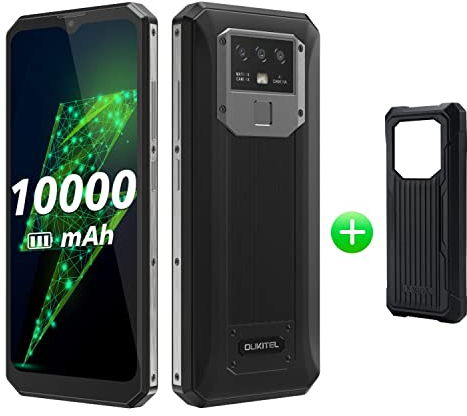 OUKITEL 10000mAh-Akku Smartphone ohne Vertrag K15 Plus, 18W Schnellladung+Rückladung, 3GB+32GB, 13MP Dreifachkamera, Android 10 Dual-SIM-Handy, 6,52’’HD+,Fingerabdruck-Gesichtserkennung NFC Schwarz
