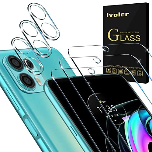 ivoler 3+3 Stück Schutz Glas für Motorola Moto Edge 20 Lite, 3 Stücke Schutzfolie Mit 3 Stück Kameraschutz, 9H Härte, HD Klar, Anti-Kratz, Anti-Bläschen