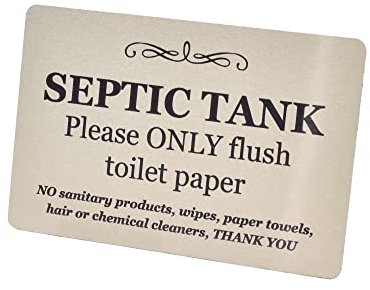 Plaque en métal pour fosse septique - En aluminium avec adhésif - Pour toilettes et salle de bain - Doré