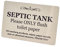 Septic tank Sign - Metal, aluminium with adhesive, notice, plaque for toilets, bathrooms, W.C, loo (Gold)