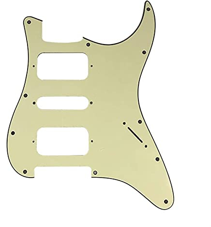 Gitarren-Pickguard Für Stratocaster 11 Schraubenlöcher HSH. Zwei Humbucker Single Stratocaster Guitar Pickguard Kein Kontrollloch Kratzteller Schlagbrett Scratchplate (Color : 3Ply Mint Green)