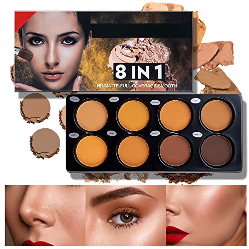 Beteligir Palette Contorno Polvere 8 Colori, Palette Cosmetici Contorno e Fondotinta In Polvere Illuminante/Kit Trucco Contorno, Contorno e Abbronzante, Da Leggero a Medio, Vegano e Cruelty-Free (01)
