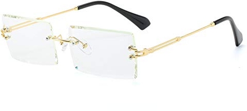 YUELUQU Rimless Rectangle Sunglasses for Women Men Y2K Retro Eyewear UV400 | Frameless Design,UV400 Protection, Lightweight,tinted lenses,for streetwear, beach holidays, festivals and Daily Wear