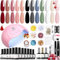MODELONES Gel Nail Kit - 12 Colors White Black Gel Nail Polish Kit, Nude Red Gel Nail Polish Set with Lamp Starter Kit, 48W Nail Lamp Base Coat Top Coat Manicure Tools Nail Art DIY at Home