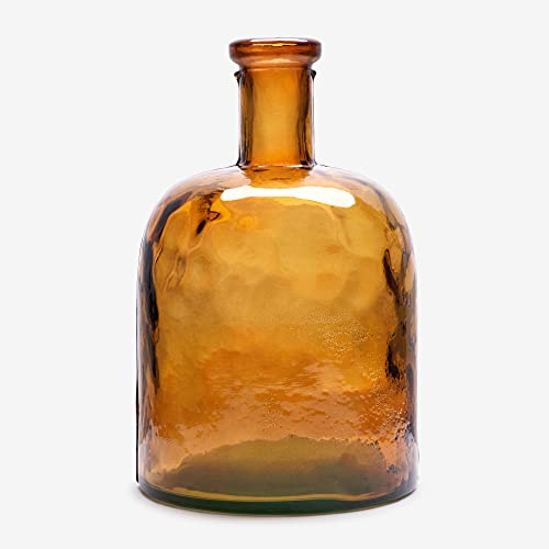 Bouteille Large en Verre Recyclé Uni - Verseuse en Verre Artisanat Style Méditerranéen Décoration de la Maison, Vase (Ambré)