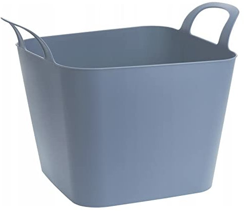 Flexible Laundry Basket with Handles 36 Litre Square Flexi Plastic Laundry Basket Bin Large for Clothes Clothing Washing Laundry Storage Basket Hamper Bag Bathroom (Blue)