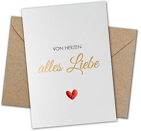 Sunflower Cards CLASSIC LINE Grußkarte mit Briefumschlag aus Kraftpapier (Von Herzen alles Liebe)