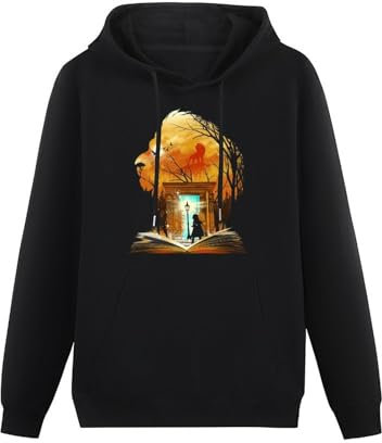 Schlag Chronicles of Narnia Aslan Wardrobe Collage Mens Hoodies Unisex Pullover Hoody Black Sweatershirt M