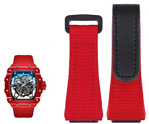 EKSIL Echtes Lederband, geeignet für Richard Mille Nylonband, Herren RM50/53 Schraubendreher, Vier-Sterne- oder Fünf-Sterne-Schraubenkopf, 25 mm, 25 mm, Kunststoff, Achat