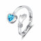 TOFBS Herzförmiger Verstellbarer Damenring Aus Sterling Silber Mit Zirkonia Offener Ring Mit Gravur 'I Love You Forever' Eleganter Schmuck Für Frauen Hochwertiger Silberring Modeaccessoire Für Damen