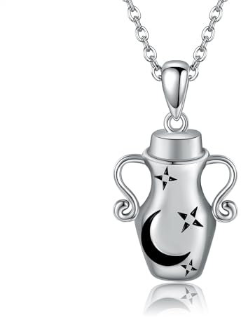 HUKKUN MONGAS Magic Potion Witch Necklace Sterling Silver Witch Potion Bottle Pendant Necklace Wiccan Pagan Jewellery Gifts for Women Girls
