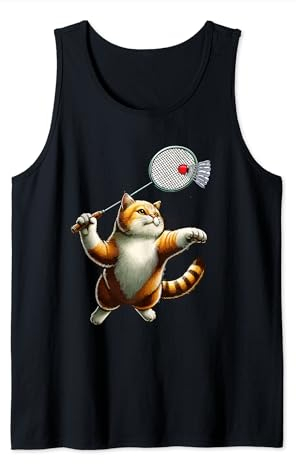 Katze spielt Badminton Kostüm Katzenbesitzer Sportliebhaber Spieler Tank Top