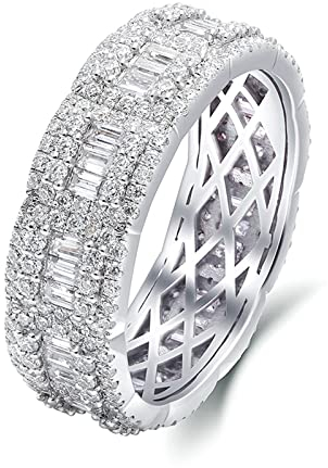 Beydodo Eheringe Weißgold 585 Einzeln Herren, Hochzeit Ring Breit mit Moissanit 3.2ct Bandring Verlobungsringe Männer Ringe Nickelfrei Größe 60