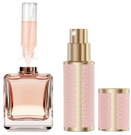 OWill 5 ml Vaporisateur Parfum Rechargeable, Flacon Parfum Vide et Vaporisateur Parfum Voyage, Cuir de Luxe Vaporisateur Parfum, Sceller Flacon Parfum Voyage(Rose)
