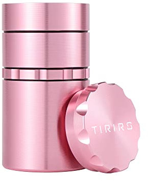 TIRIRS 2 Inch 5 Pieces Herb Grinder with Big Storage Room - Aluminium Large Spice Grinder with Pollen Scraper and Cleaning Brush, Magnetic Top, Pink
