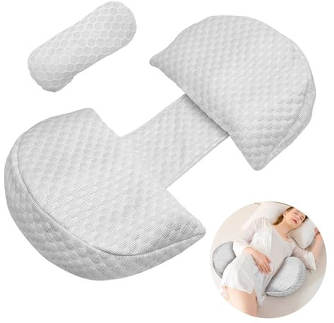DAWRIS Coussin de grossesse, de grossesse, avec taille réglable, bleu azur, pour les femmes enceintes, pour dormir sur le côté
