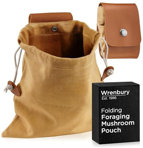 Wrenbury Bolsa plegable de búsqueda de hongos – Bolsa de lona encerada para búsqueda de hongos – Accesorios plegables para hongos y regalos de búsqueda de alimentos – 475 ml, Brown, Talla única,