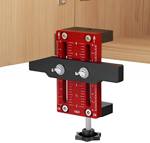 Cabinet Door Installation Positioner - Tool Cabinets Jig, Woodworking Tools Positioner, Adjustable Cabinet Hinge Jig,Carpenters Tools Suitable for Cabinet Doors with Thickness of 1-6 cm(Red)