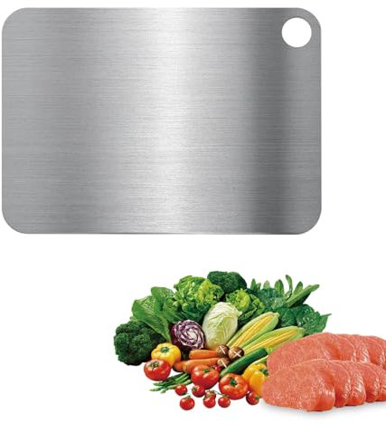Tagliere in Titanio per Cucina, 14.5x23.5 cm Tagliere in Acciaio Inox Alimentare, 2024 Nuovo Tagliere in Titanio Multifunzione, Doppio Lato Tagliere Titanio, per Carne, Frutta, Verdure