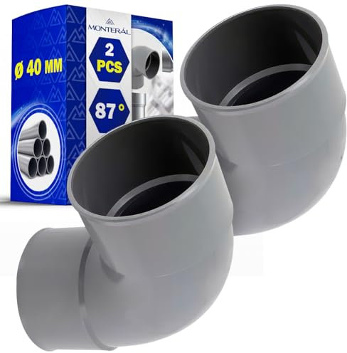 2 Pièces Coude PVC 40 mm de Diamètre D'évacuation avec Angle de 87° - Garantie de 10 Ans - MONTERAL