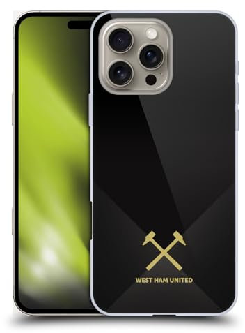 Head Case Designs Officially Licensed West Ham United FC Black & Gold Hammer Marque Kit Hard Back Case Compatible With Apple iPhone 16 Pro Max