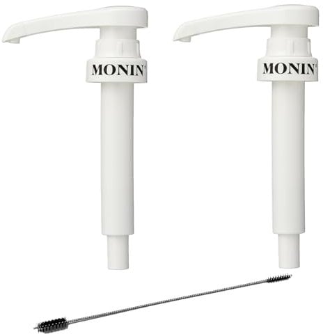 2er Set Sirup Pumpe für Monin Sirup 0,7 Liter Glas Flasche Spender Dosierpumpe für 10ml + 1 gratis ZZ-Clan Reinigungsbürste passend für das Steigrohr
