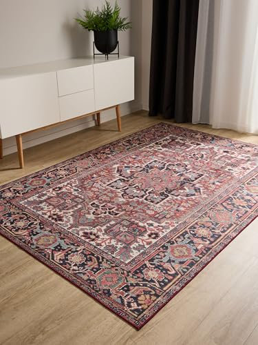 benuta Basic Waschbarer Teppich George - Multicolor 120x170 cm - Kunstfaser - Rechteckig & im Style: Vintage, Elegant, Retro - Pflegeleicht für Wohnzimmer Schlafzimmer