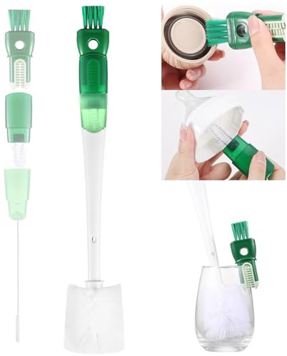 Brosse de Nettoyage Bouteille d'eau Multifonctionnelle 5 en 1 | Brosse Gourde Brosse Longue Pour Bébé Avec 5 Têtes de Ensemble Brosses Nettoyage pour Biberons,Biberons Thermos,Pailles(Vert)