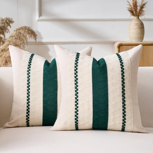 Aisybaklyn Kissenbezug 40x40 Kissen Boho Deko 2er Set Dekokissen Sofakissen Kissenbezüge Dekoration Kissen Deko Modern Baumwolle Grün Couchkissen Zierkissenbezug für Sofa Wohnzimmer Schlafzimmer