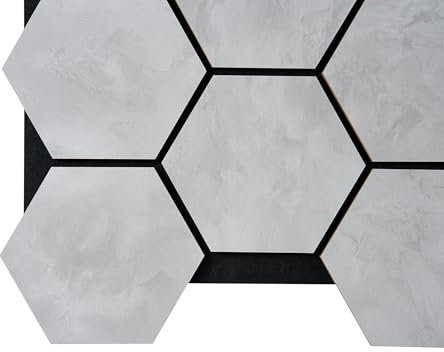 Fuse Acoustic Wooden Hexagon Wall Panels in Concrete Effect, 4 Pack
