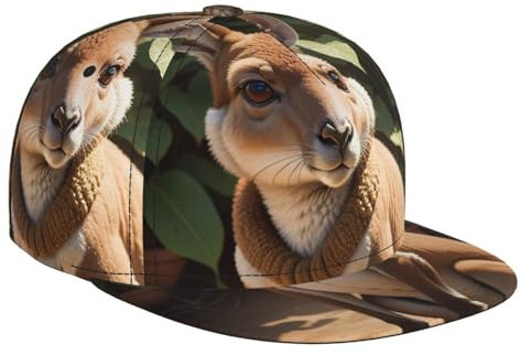 Funny for Kangaroo Zoo Unisex Flat-Brimmed Snapback Hat Adjustable Classic Baseball Cap for Hip Hop and Rock Black, Schwarz, Einheitsgröße
