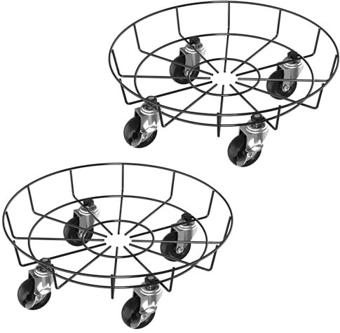 PEILU Pflanzenroller Outdoor Ø33cm Rund Pflanzen Untersetzer mit 360° Drehbare Rollen Blumen Rollbrett bis 150KG Gefäßroller für Sonnenschirmständer, Mülleimer, Regentonne, Pflanzentopf (Type B)
