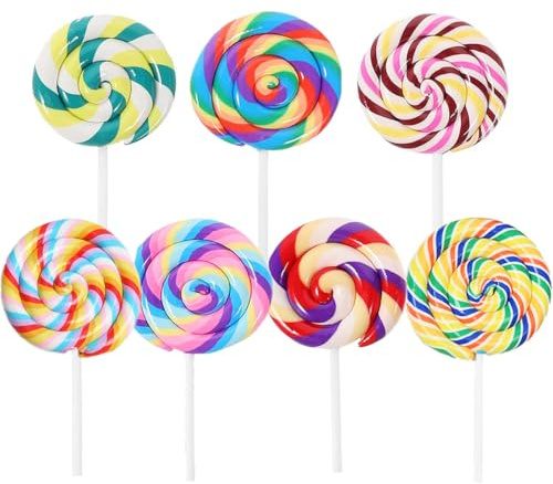 GMYIAK 7 Stück Süßigkeiten Dekorationen,Kuchen Dekorationen,Lollipop Dekorationen für Handyhülle Dekoration,DIY Handwerk,Geschenke,Geburtstagstorte,Scrapbooking,7.1x4.8cm