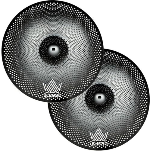 ULUOBO 13 inch Low Volume Hi Hat Cymbals Cymbal for Quiet Practice (Black, 2 Pieces)