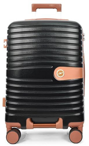 House Of Leather Hard Shell Four Wheel Suitcase Lightweight Luggage Digit Lock Travel Bags Dunedin (Black, Cabin)