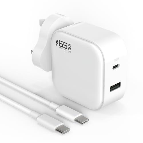Jippofu 65W Fast Charger GaN USB Plug for Macbook Lenovo Samsung Laptops | 65W PD USB Plug with 1m Type C to C Cable Compatible with MacBook Lenovo Samsung Galaxy iPhone Xiaomi Pixel Switch Steam Deck