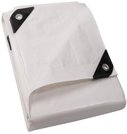 GUARD SHIELD Lona blanca de 3 x 5 m, impermeable, con ojales, resistente a los rayos UV, multiusos, para exteriores, 120 g/m²