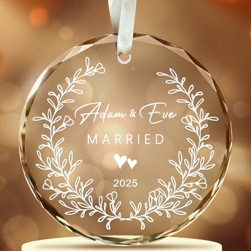 Personalisierte Weihnachtskugeln mit Namen Hochzeitstag Verlobung Kristall Weihnachtsbaumschmuck Ornament Geschenke für Paare Braut und Bräutigam