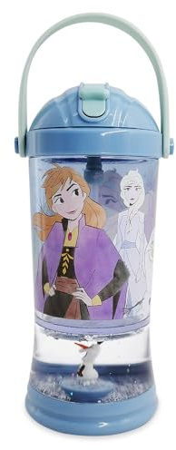 Disney Store Borraccia ufficiale Frozen 2 Snow Globe, 310 ml, per bambini, con cannuccia ribaltabile e coperchio a vite, adatta per bambini dai 4 anni in su
