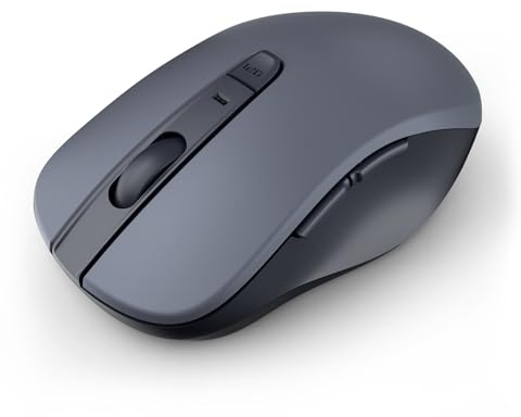 WL300 Bluetooth Mouse Silent Wireless Mice, Quiet Click, Cordless Computer Mouse with 6 Buttons, Sculpted Grip, Adjustable DPI for Laptop, PC, Mac, 18-Month Battery Life for Work or Travel ( Grey)