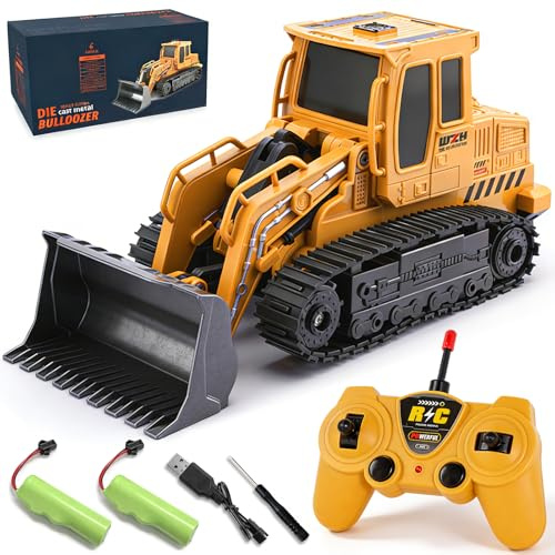 Jiakora Ferngesteuerter Bulldozer Spielzeug, RC Auto Radlader für Kinder | 2,4 GHz Bulldozer Ferngesteuert, mit Licht & Sound, 2 Akku 60 Minuten, Baustellenfahrzeuge Kinder ab 3 Jahre