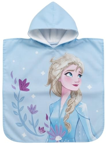 Disney Eiskönigin Anna und ELSA Bade Poncho Handtuch, Baumwolle, schnell trocknend, 50x100 cm, für Kinder 2-8 Jahre, mit Olaf Motiv inkl. Kapuze (ELSA-Olaf)
