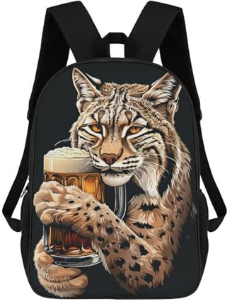 sinyumoney Lynx Beer Rucksack Schulrucksack Reiserucksack College-Rucksack Rucksäcke Für Camping, Outdoor-Abenteuer Und Den Täglichen Gebrauch 17inch
