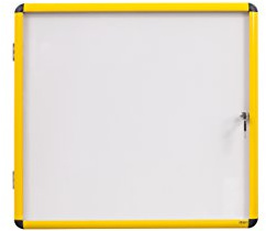 Bi-Office Ultrabrite Display Cabinet 1 x A4 Magnetic with Yellow Aluminium Frame